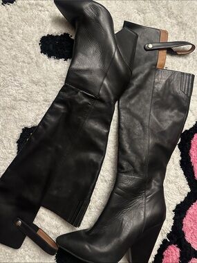 JEFFREY CAMPBELL Black Leather Boots with Tan Interior